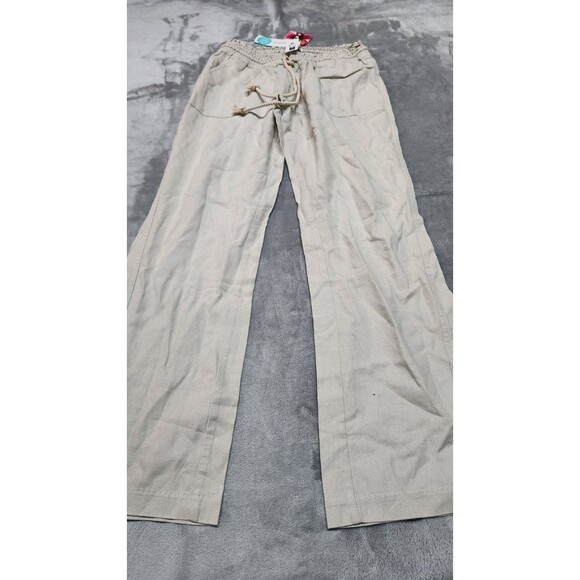 Roxy Women's Size Medium Beige Drawstring Linen Blend Pants NWT - Picture 7 of 11
